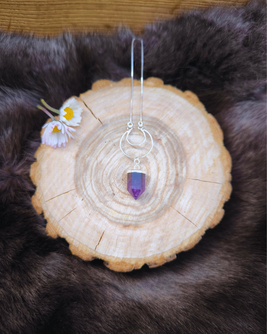 Silberkette mit Amethyst Spitze · Mond